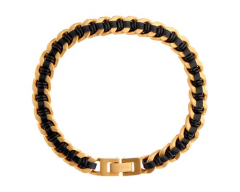 Stainlss steel and leather bracelet