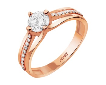 14 K Pink Gold Ring with Cubic Zirconia