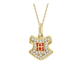 Gold-plated silver pendant with zircons and enamel - Harry Potter, Hogwarts, Warner Bros. Discovery