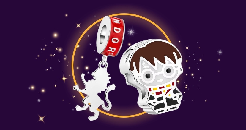 Silver beads pendant with enamel - Harry Potter, Gryffindor and silver beads pendant with enamel - Harry Potter