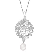 Rhodium Plated Silver Pendant with Cubic Zirconia