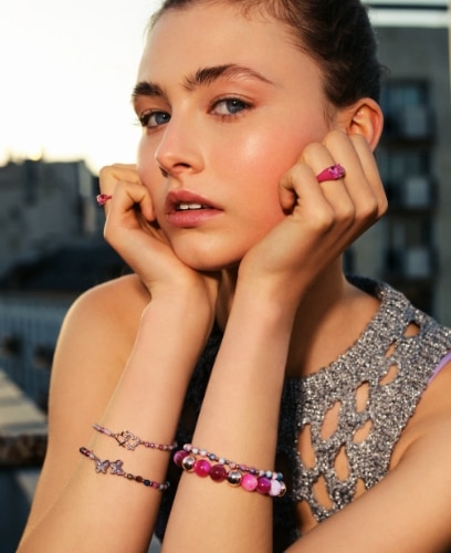 Brass bracelets with colored stones