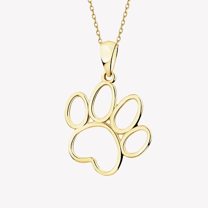 Gold pendant - Paws themed jewellery
