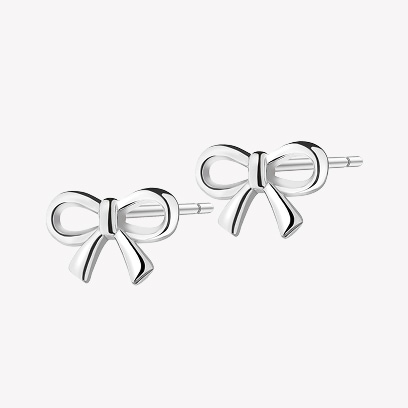 Silver bow earrings