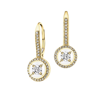 Yellow gold earrings with diamonds