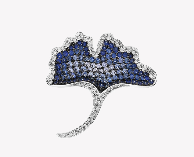 750 Rhodium And Ruthenium Plated White Gold Brooch