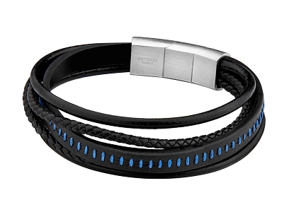 Black bracelet with blue inserts