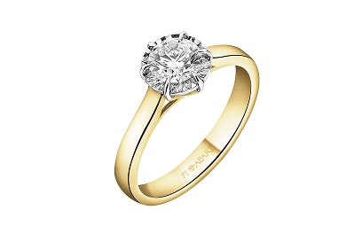 Yellow and white gold ring with diamond