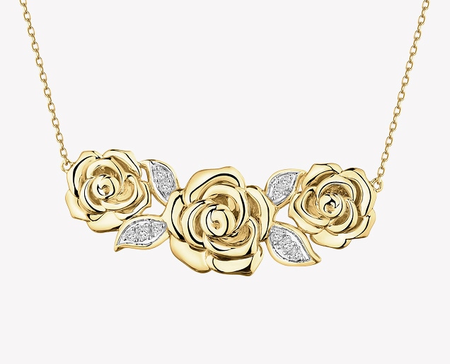 Yellow gold necklace with diamonds - rose