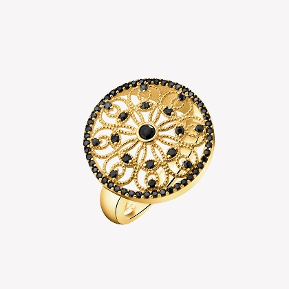 Gold ring with cubic zirconia - rosette Gold ring with cubic zirconia - rosette