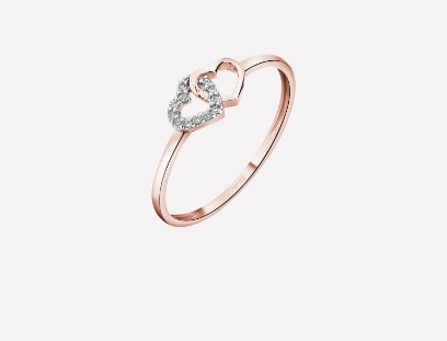 Rhodium Plated Rose Gold Ring with Diamonds