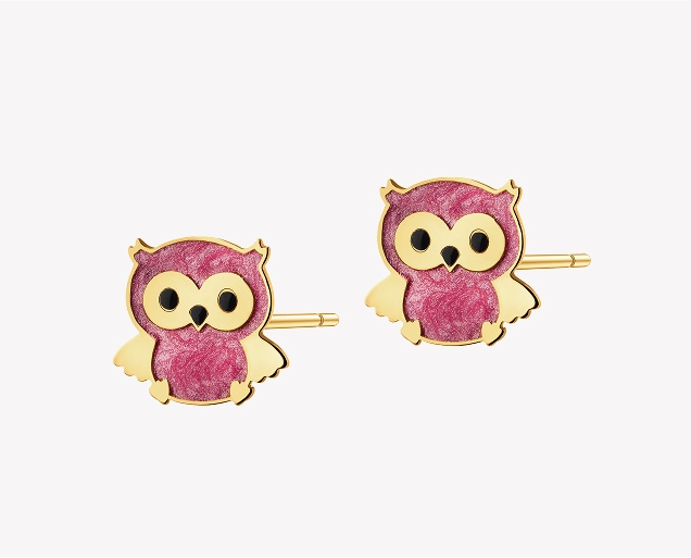 Gold earrings - owl
