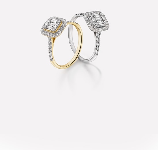 Rhodium-Plated Yellow Gold Ring